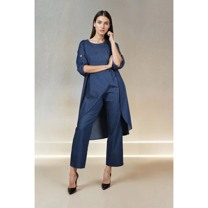 Fawn 24 Navy Blue Solid Kurti