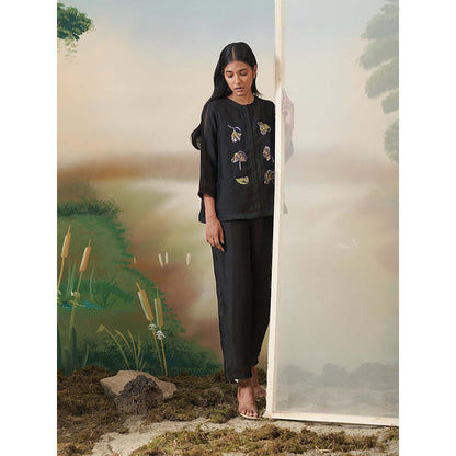 FEBo6 Primrose Black Embroidered Co-Ord (Set of 2)