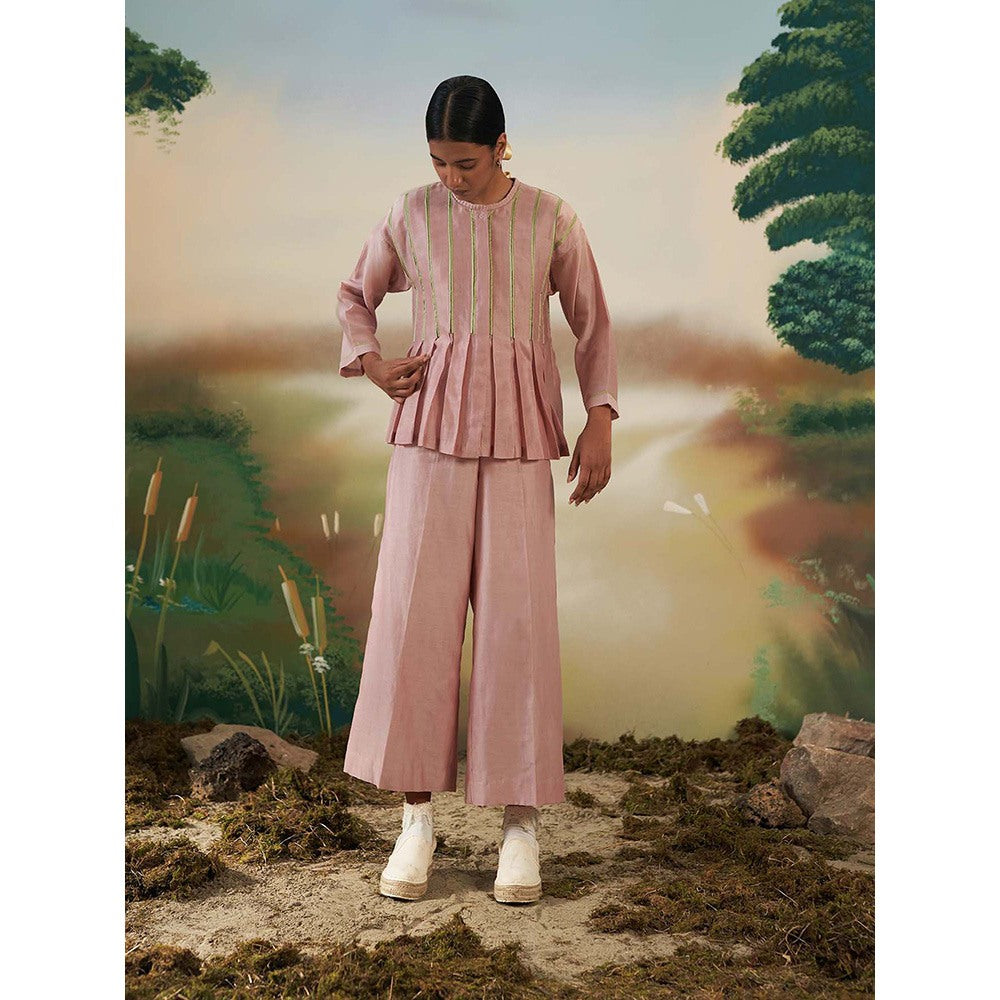 FEBo6 Dusk Pink Pleated Co-Ord (Set of 2)