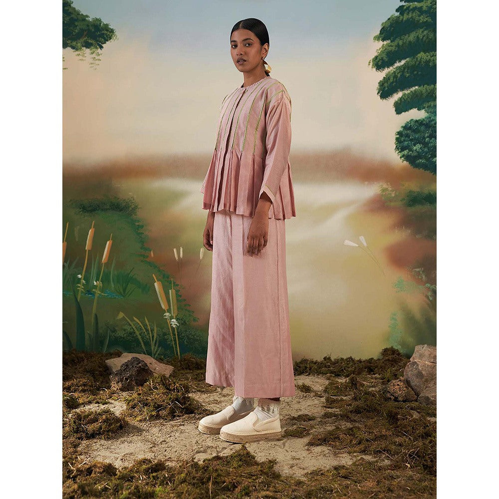 FEBo6 Dusk Pink Pleated Co-Ord (Set of 2)