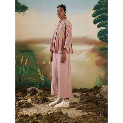 FEBo6 Dusk Pink Pleated Co-Ord (Set of 2)