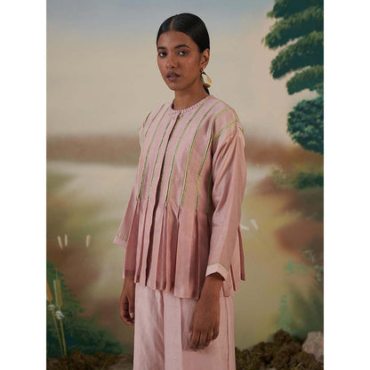 FEBo6 Dusk Pink Pleated Co-Ord (Set of 2)