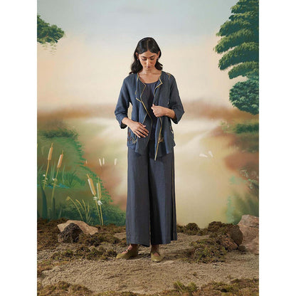 FEBo6 Pinecone Navy Blue Jacket with Slip (Set of 2)