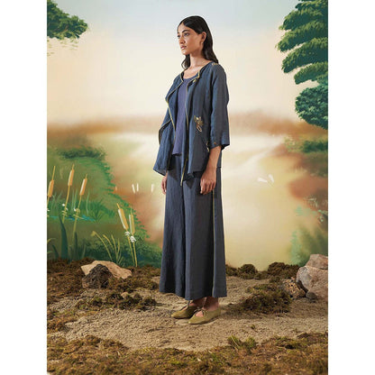 FEBo6 Pinecone Navy Blue Jacket with Slip (Set of 2)