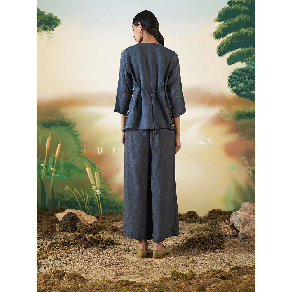 FEBo6 Pinecone Navy Blue Jacket with Slip (Set of 2)