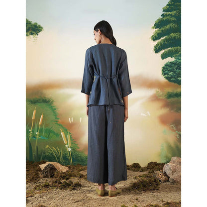 FEBo6 Pinecone Navy Blue Jacket with Slip & Pant (Set of 3)