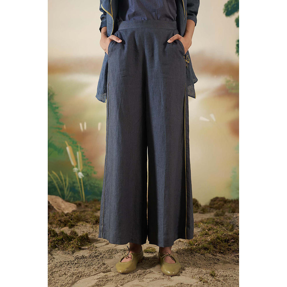 FEBo6 Pinecone Navy Blue Jacket with Slip & Pant (Set of 3)