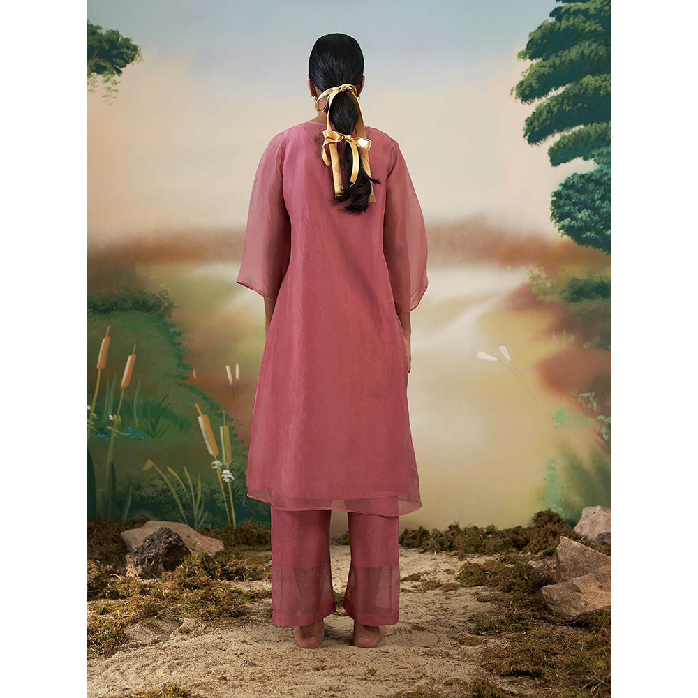 FEBo6 Tuberose Pink Kurta Pant with Slip & Dupatta (Set of 4)
