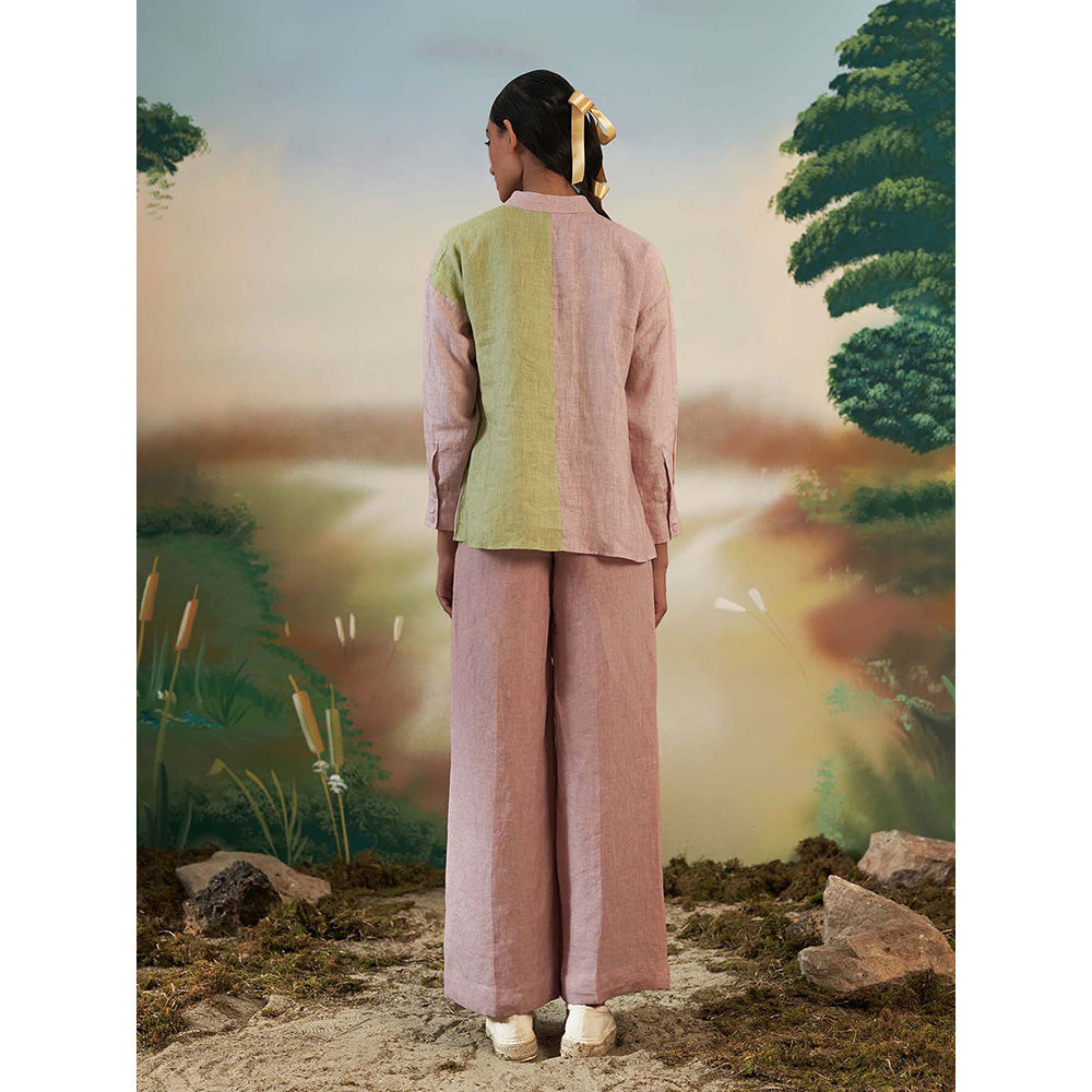 FEBo6 Oak Dual Tone Linen Pink Shirt