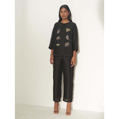 FEBo6 Primrose Black Embroidered Top