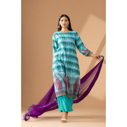 Finethreads by Hina & Nikhat Color Cascade High-Low Kurta Palazzo with Dupatta (Set of 3)