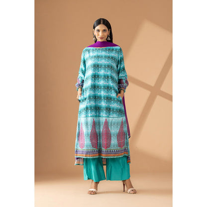 Finethreads by Hina & Nikhat Color Cascade High-Low Kurta Palazzo with Dupatta (Set of 3)