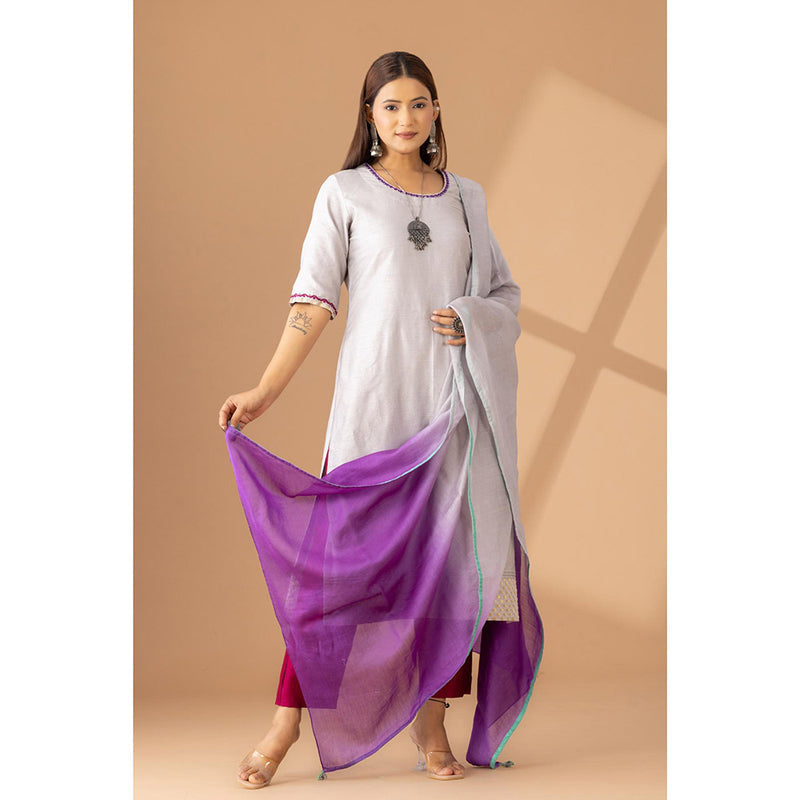 Finethreads by Hina & Nikhat Shanaya Elegance Embroidered Raw Silk Kurta and Pant (Set of 2)