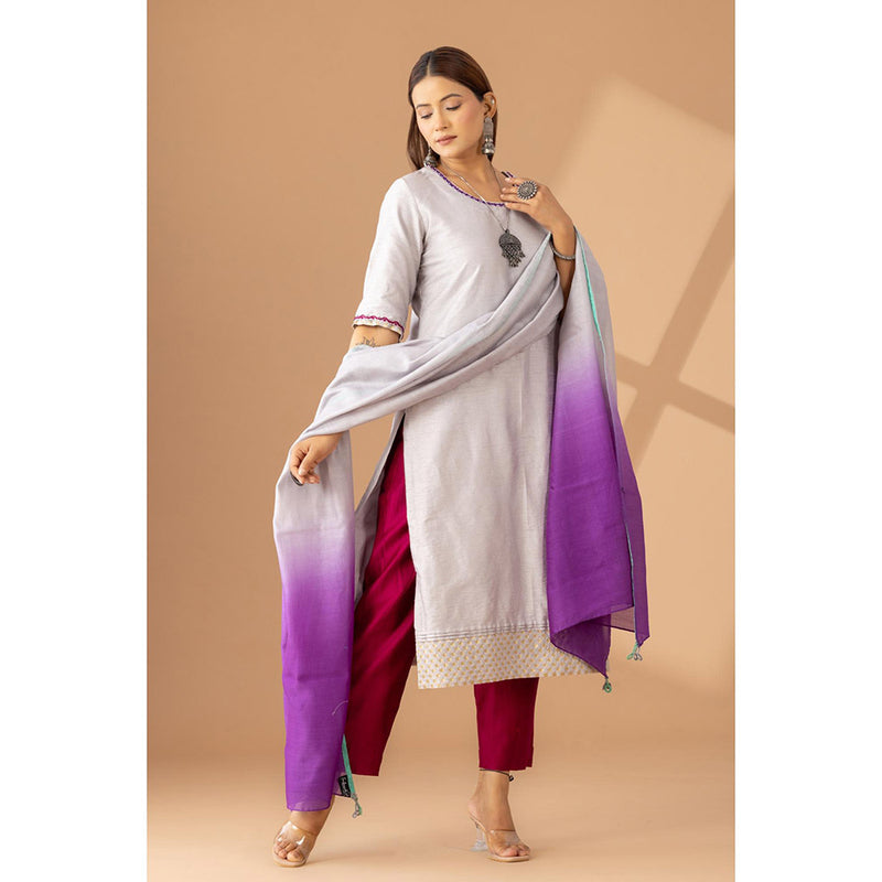 Finethreads by Hina & Nikhat Shanaya Elegance Embroidered Raw Silk Kurta and Pant (Set of 2)