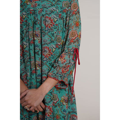 Finethreads by Hina & Nikhat Green Daisy Midi Dress