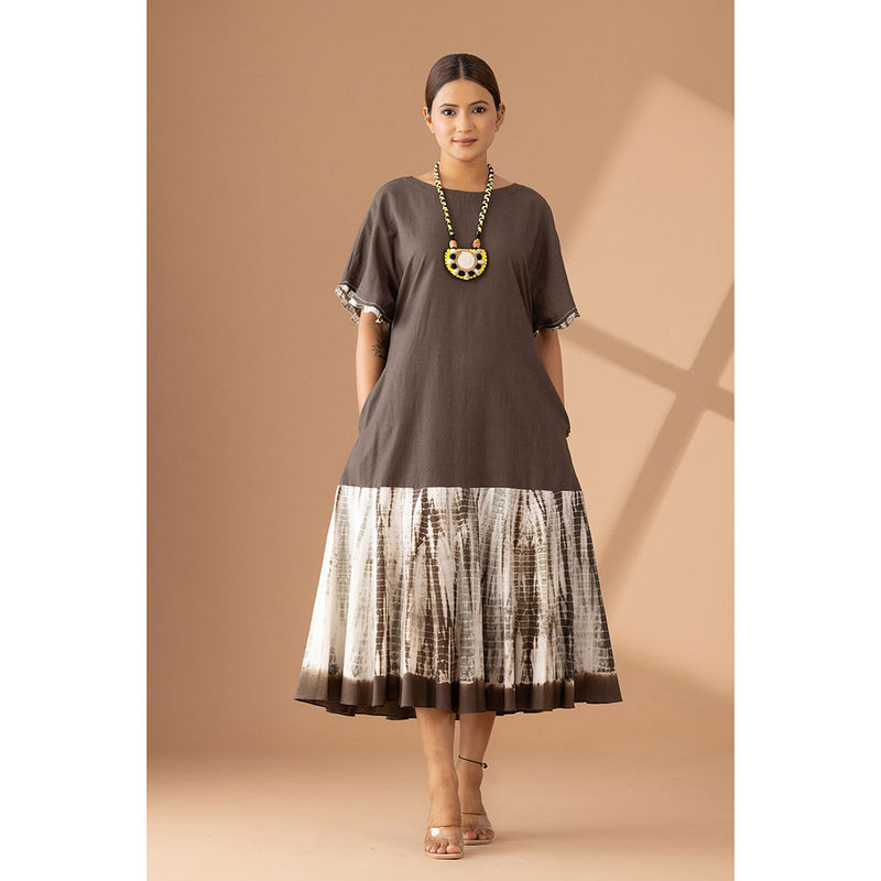 Finethreads by Hina & Nikhat Brown Ethereal Flow Dress