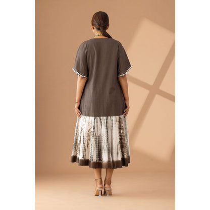 Finethreads by Hina & Nikhat Brown Ethereal Flow Dress