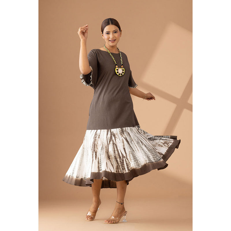Finethreads by Hina & Nikhat Brown Ethereal Flow Dress