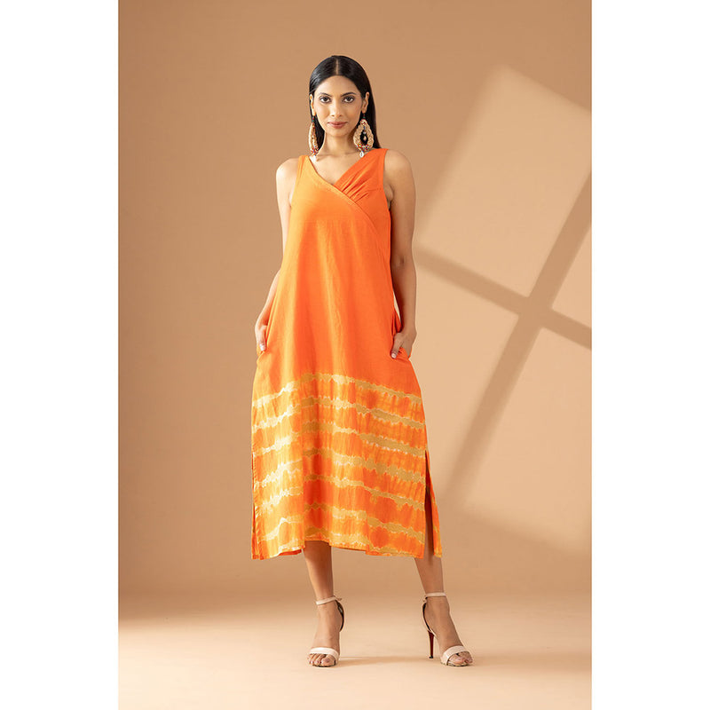 Finethreads by Hina & Nikhat Orange Sunburst Chic Dress