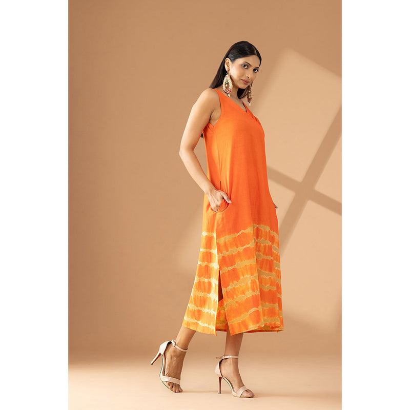 Finethreads by Hina & Nikhat Orange Sunburst Chic Dress
