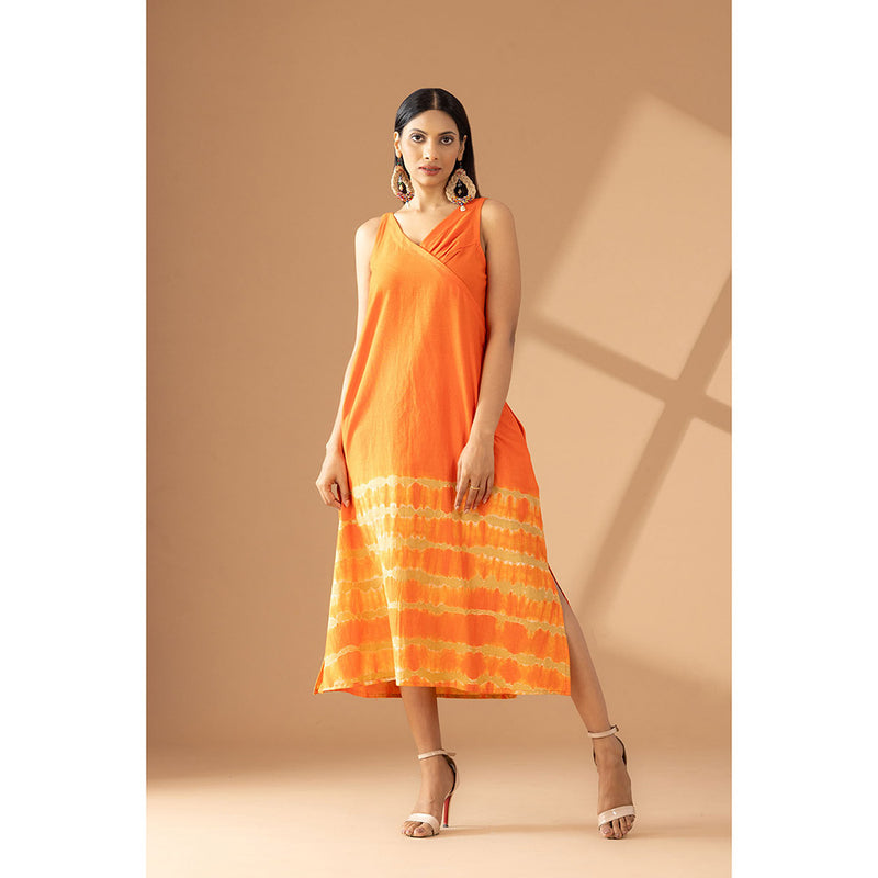 Finethreads by Hina & Nikhat Orange Sunburst Chic Dress