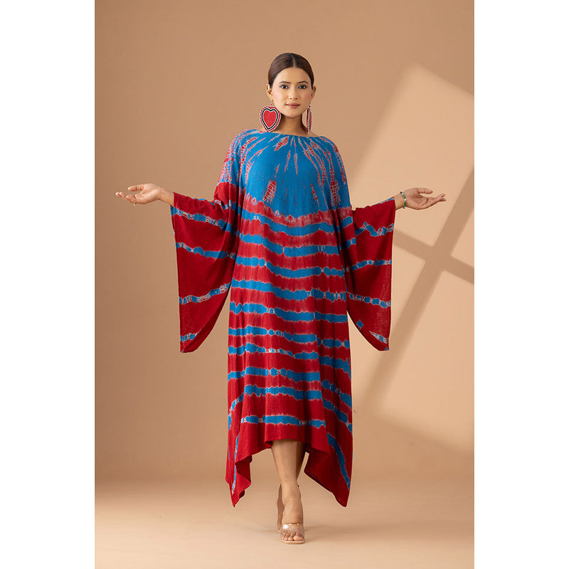 Finethreads by Hina & Nikhat Red Boho Serenity Kimono Dress