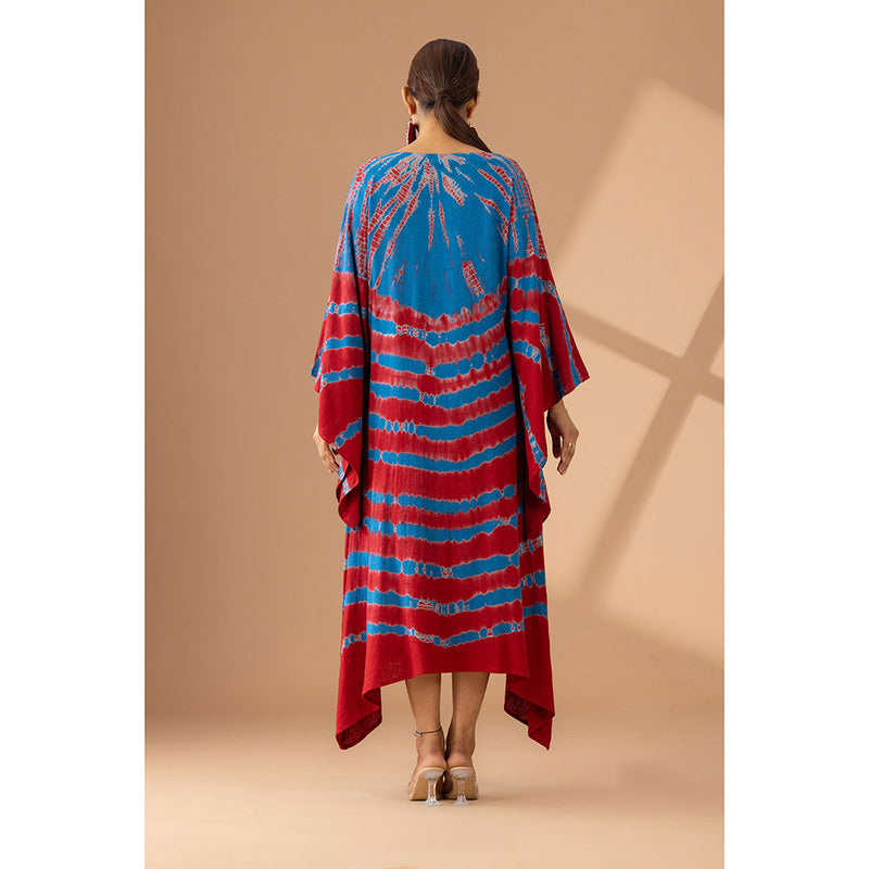 Finethreads by Hina & Nikhat Red Boho Serenity Kimono Dress