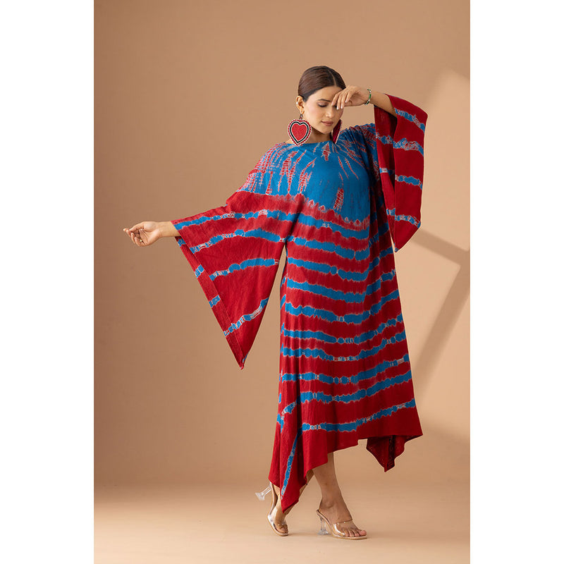 Finethreads by Hina & Nikhat Red Boho Serenity Kimono Dress