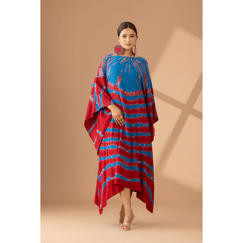 Finethreads by Hina & Nikhat Red Boho Serenity Kimono Dress