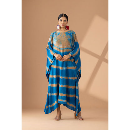 Finethreads by Hina & Nikhat Blue Boho Serenity Kimono Dress