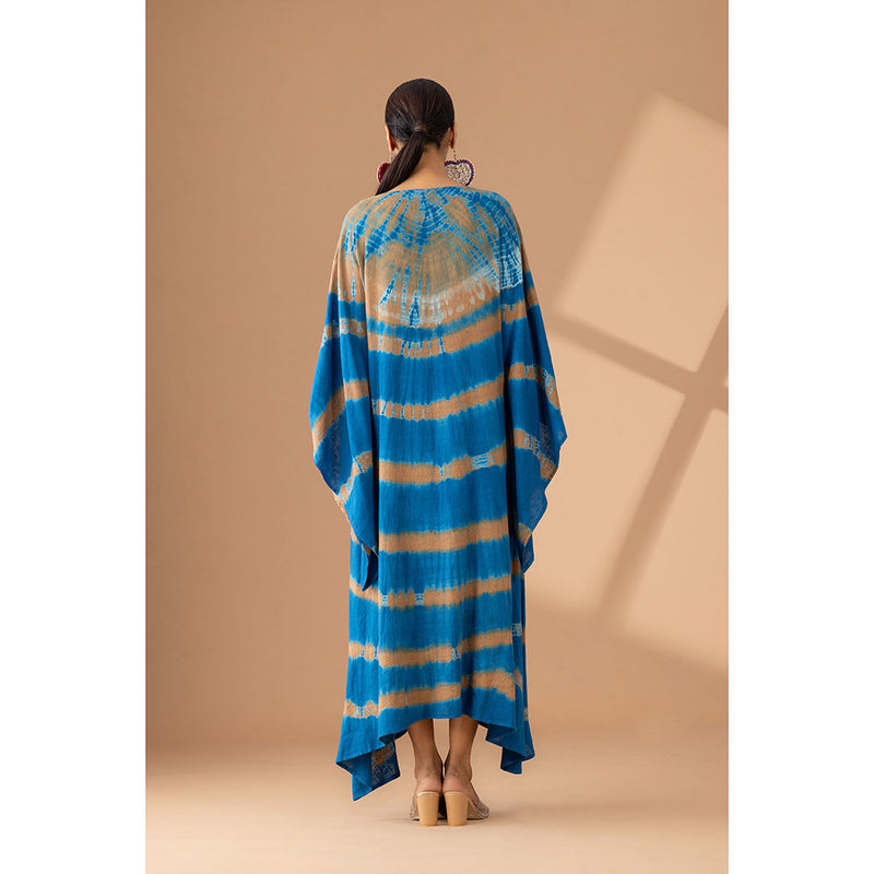 Finethreads by Hina & Nikhat Blue Boho Serenity Kimono Dress