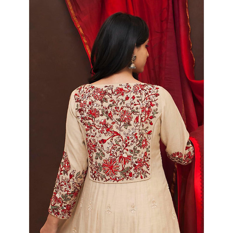 Finethreads by Hina & Nikhat Beige Gauhar Anarkali with Pant and Dupatta