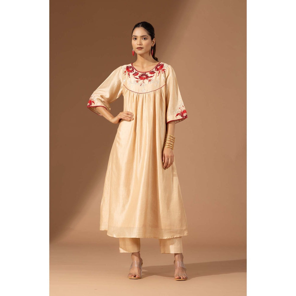 Finethreads by Hina & Nikhat Beige Blooming Co-Ord Set