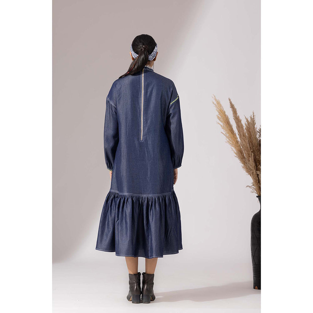 Finethreads by Hina & Nikhat Blue Denim Grace Dress