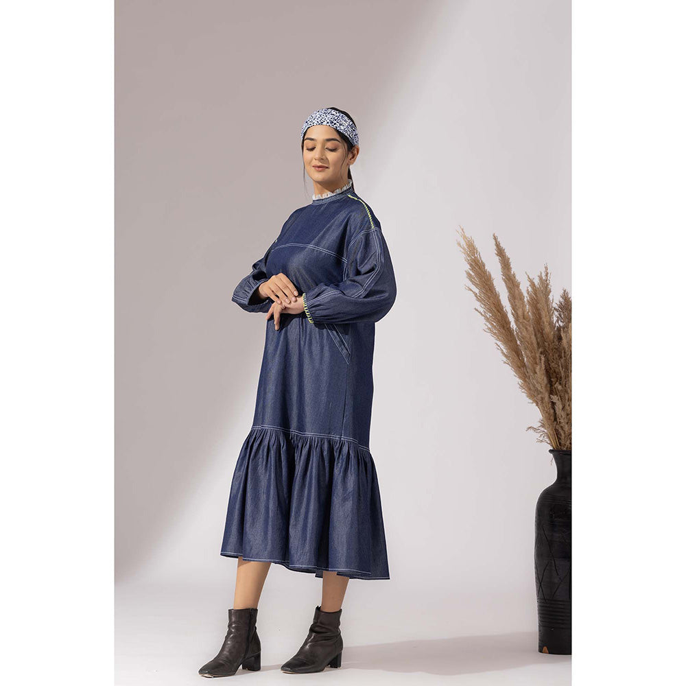 Finethreads by Hina & Nikhat Blue Denim Grace Dress