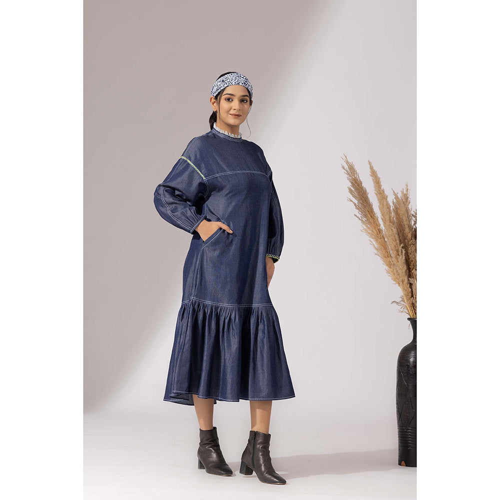 Finethreads by Hina & Nikhat Blue Denim Grace Dress