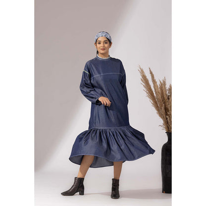 Finethreads by Hina & Nikhat Blue Denim Grace Dress