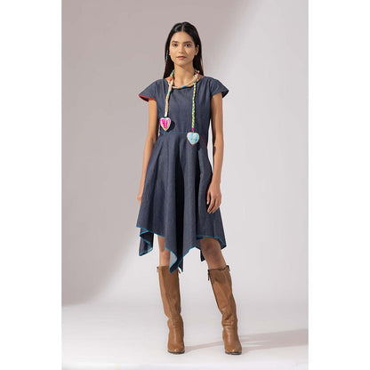 Finethreads by Hina & Nikhat Blue Handkerchief Denim Dress