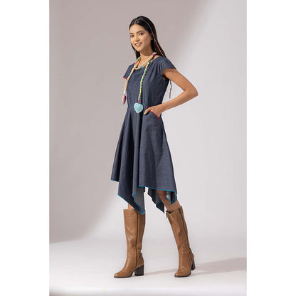 Finethreads by Hina & Nikhat Blue Handkerchief Denim Dress