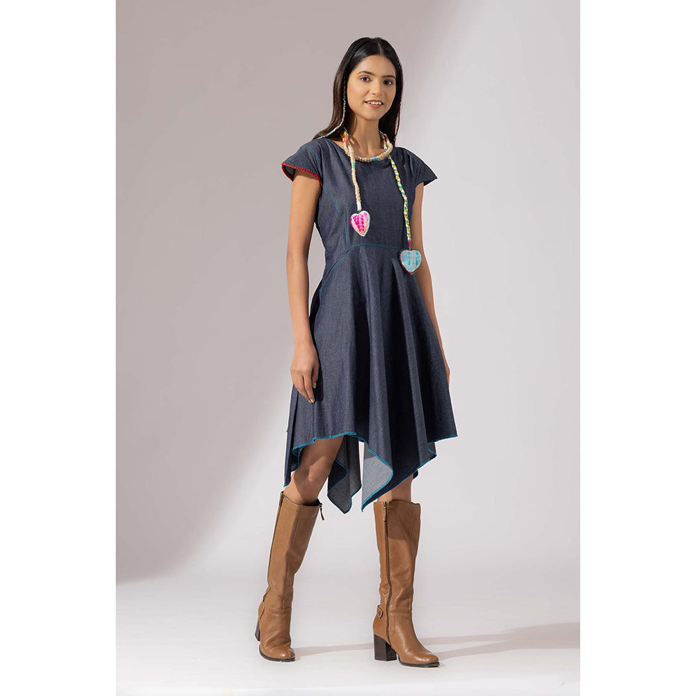 Finethreads by Hina & Nikhat Blue Handkerchief Denim Dress