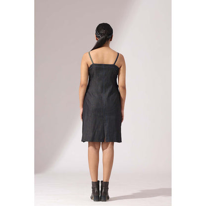 Finethreads by Hina & Nikhat Charcoal Spaghetti Denim Dress
