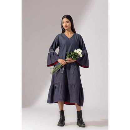 Finethreads by Hina & Nikhat Blue Denim Meadow Dress