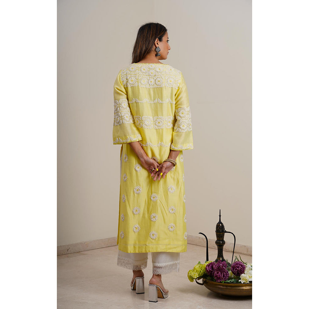 Finethreads by Hina & Nikhat Yellow Ziya-E-Noor Kurta with Pant and Dupatta