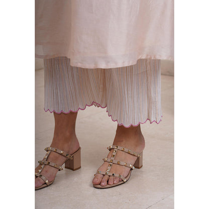 Finethreads by Hina & Nikhat Nude Saher Kurta with Pant and Dupatta