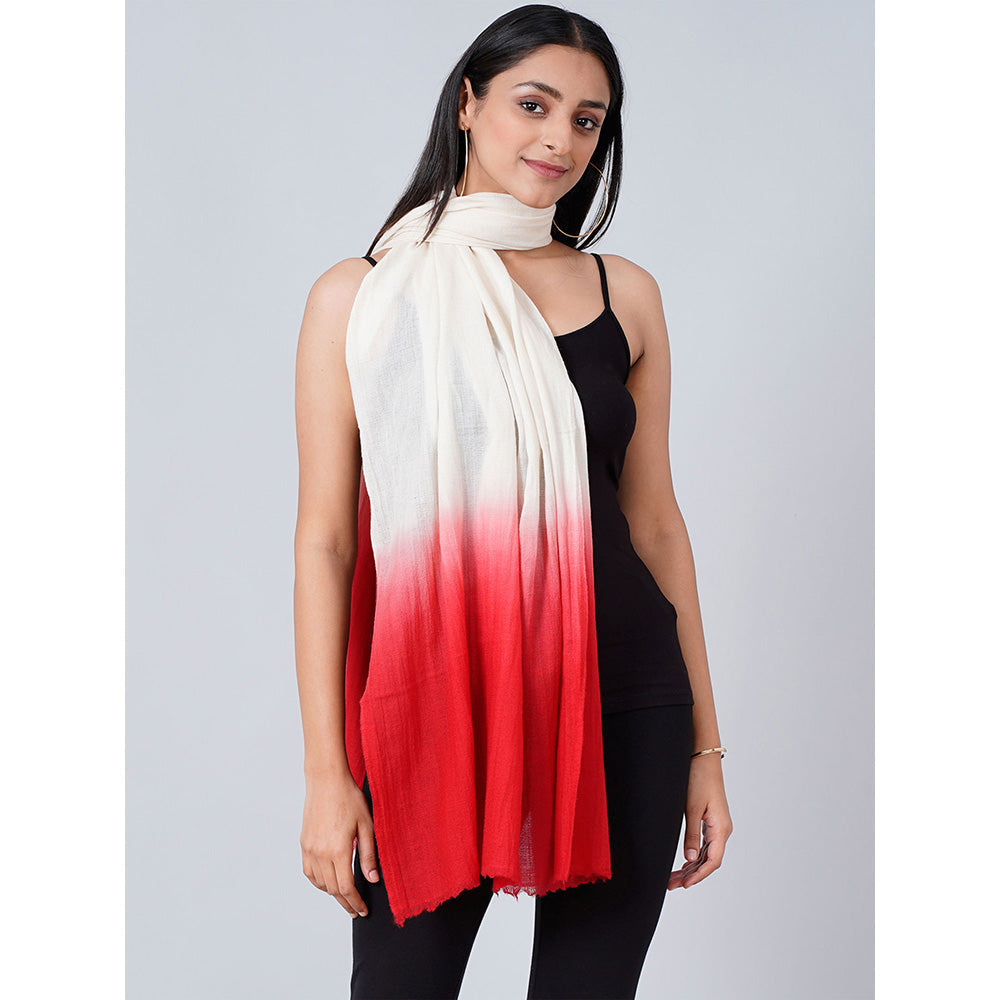 First Resort by Ramola Bachchan White And Maroon Colour Block Scarf
