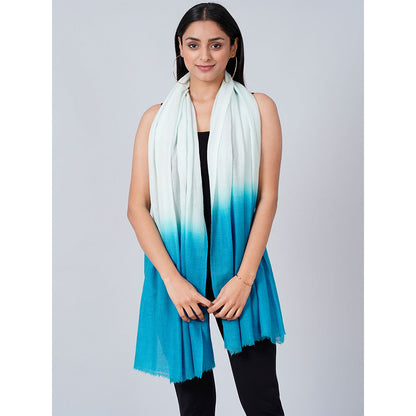 First Resort by Ramola Bachchan White And Teal Blue Colour Block Scarf