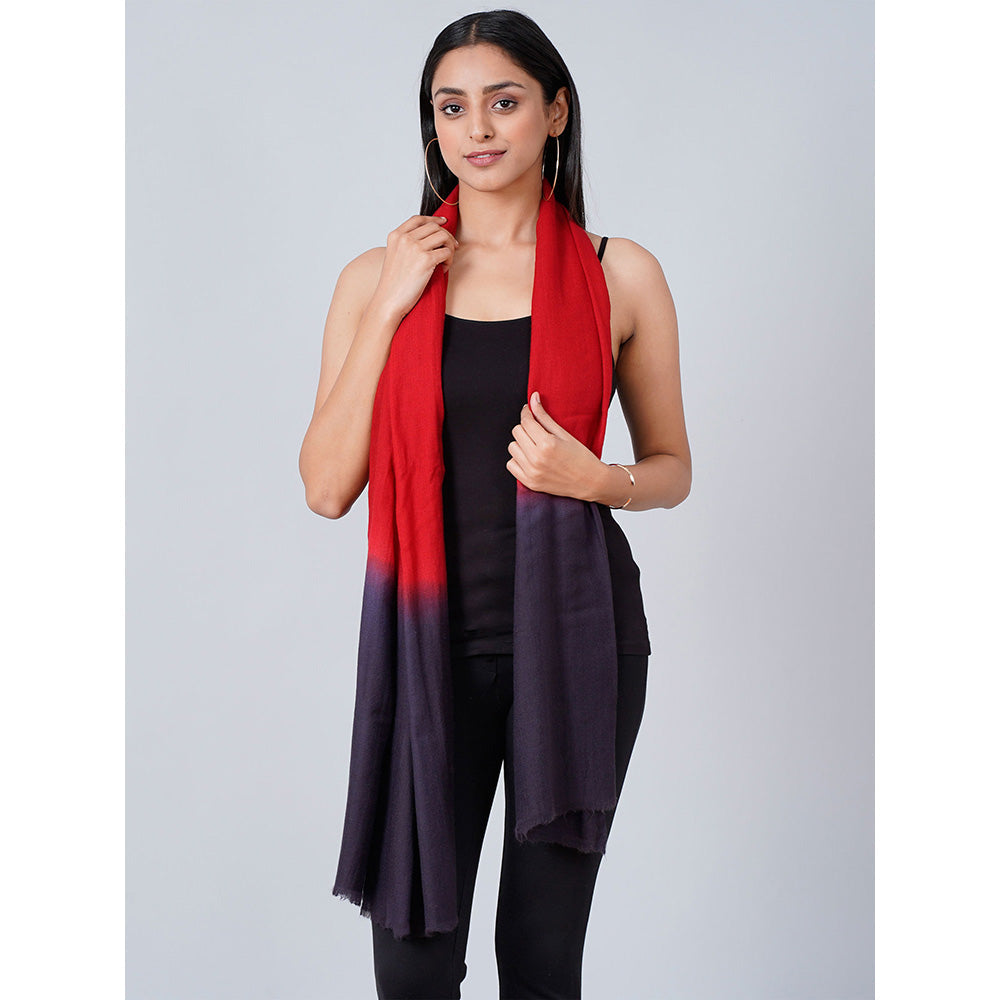 First Resort by Ramola Bachchan Red And Grey Colour Block Scarf