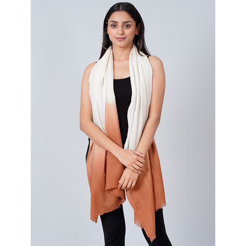 First Resort by Ramola Bachchan White And Caramel Colour Block Scarf