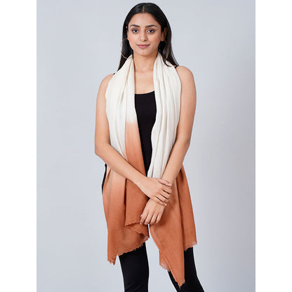 First Resort by Ramola Bachchan White And Caramel Colour Block Scarf