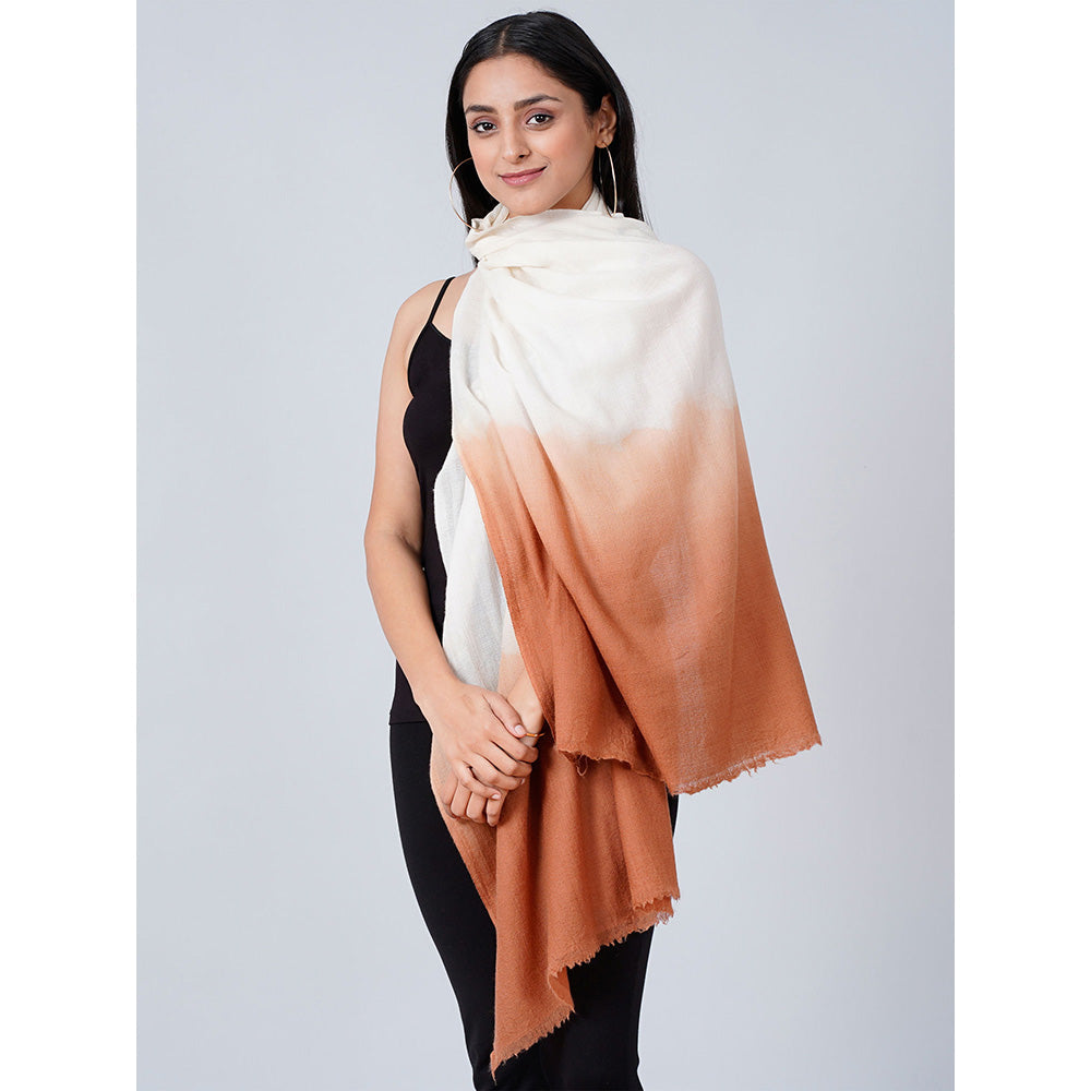 First Resort by Ramola Bachchan White And Caramel Colour Block Scarf